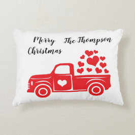 Skripttext för elegant red lastbil-familjen namn p prydnadskudde