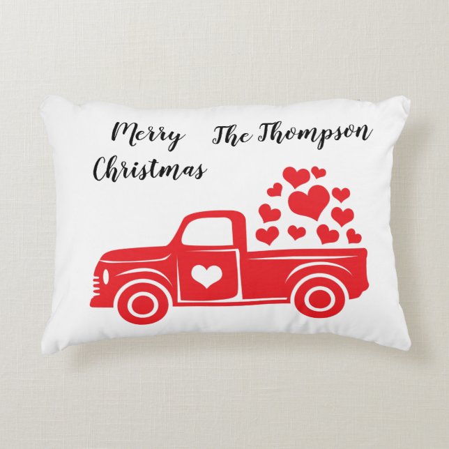 Skripttext för elegant red lastbil-familjen namn p prydnadskudde (Framsidan)