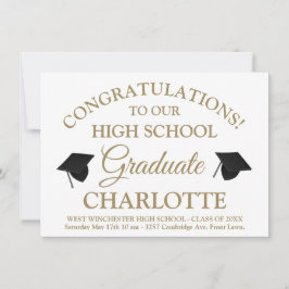 Skripttext för elegant vit guld anpassningsbar stu inbjudningar