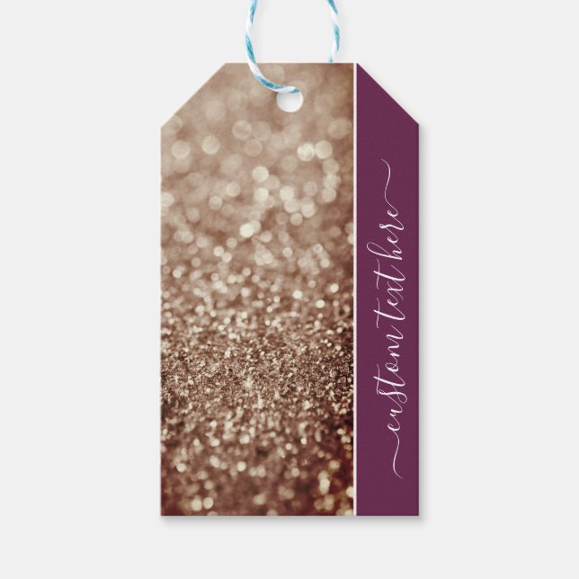Skripttext för Glitter Bokeh ro guld anpassningsba Presentetikett (Framsidan)