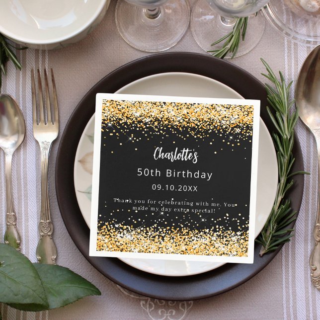 Skripttext för svart guld namn pappersservett (Skapare uppladdad)