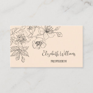 Skripttyp för svart Blommigt Line Art botaniskt Cr Visitkort
