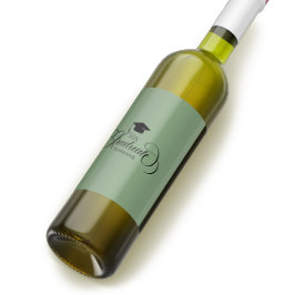 Skripttyp för svart Grönt i Student Elegant Vinflaska Etikett