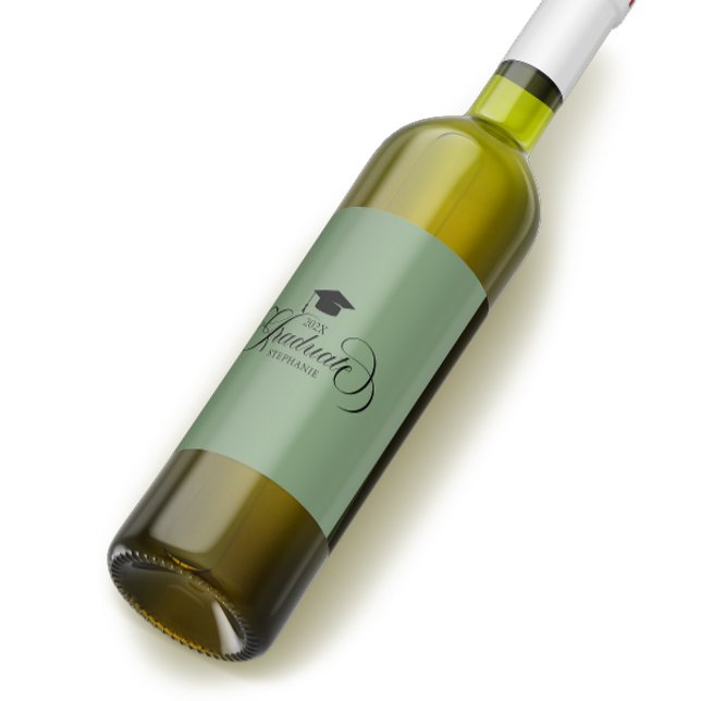 Skripttyp för svart Grönt i Student Elegant Vinflaska Etikett (Skapare uppladdad)