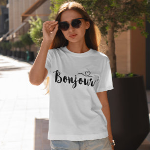 Skripttypografi - Bonjour Tee Shirt