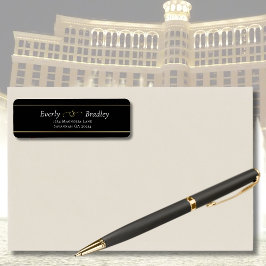 Skripttypografi för Eleganten Black White Guld Grä Returadress Etikett