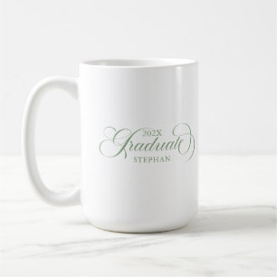Skripttypografi för Grönten Student Elegant Sage Kaffemugg