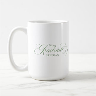 Skripttypografi för Grönten Student Elegant Sage Kaffemugg