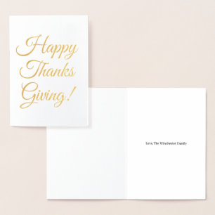 Skripttypografi för happy thanksgiving anpassnings folierat kort