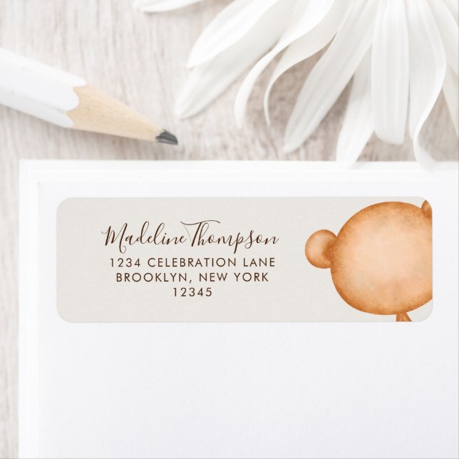 Skripttypografi för minsta Elegant för Rustic Bear Returadress Etikett (Insitu)