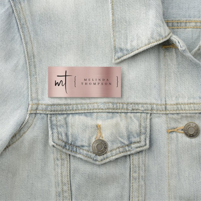 Skripttypografi för ro Guld Monogrammed Initialer Namnbricka (På plats)