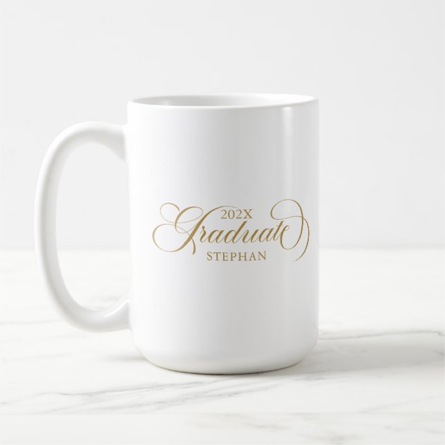 Skripttypografi för Student Elegant Guld Kaffemugg (Vänster)