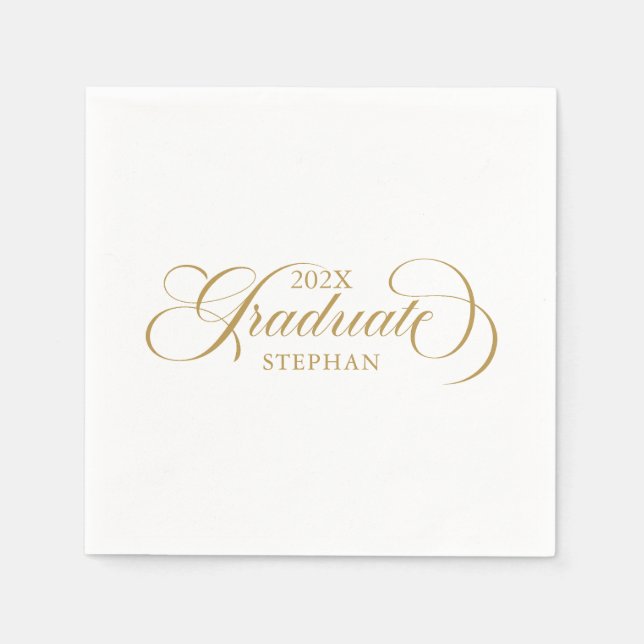 Skripttypografi för Student Elegant Guld Pappersservett (Framsidan)