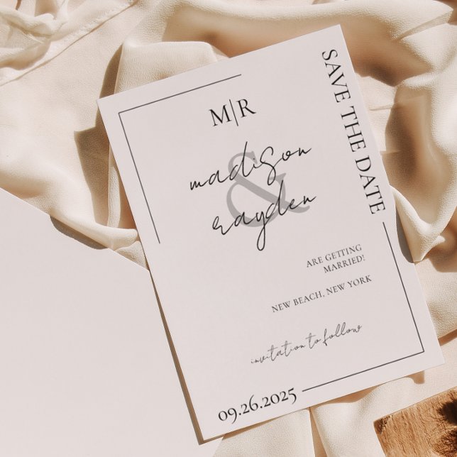Skripttypografi Monogram Bröllop spara datum Magnetisk Inbjudningskort (Skapare uppladdad)