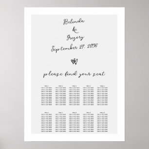 Skripttypografi, sittdiagram för Bröllop Poster
