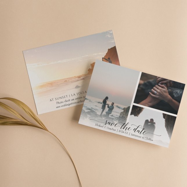 Skripttypografi Spara datum 4 fotokollage Spara Datumet (Skapare uppladdad)