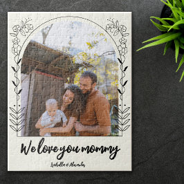 Skripttypografi Vi Kärlek Mamma Blommigt Ram Foto Pussel