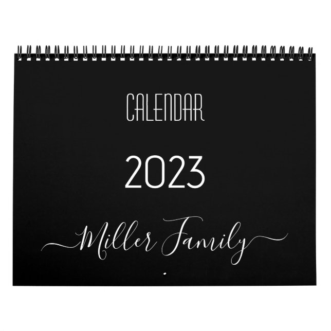 Skripttypsfamiljen Namn Black & White 2023 Kalender (Omslag)