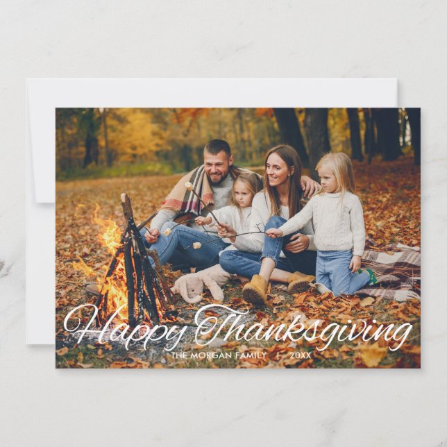 Skripttypsfoto för elegant Happy thanksgiving Julkort (Framsida)