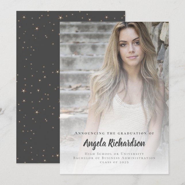 Skripttypsfoto för modern Studenten Elegant Meddelande (Fram/baksida)