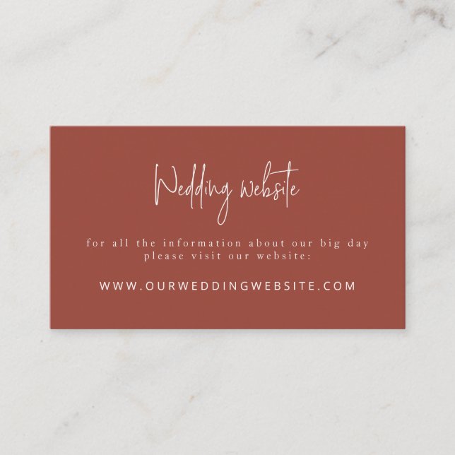 Skripttypsmodern Terracotta Bröllop webbplats Tilläggskort (Framsida)