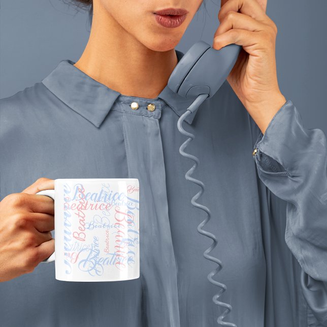 Skripttypsnitt stil, typografi, personlig namn kaffemugg (Skapare uppladdad)