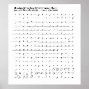 Skripttypsteckensnitt kontaktar Lakan Poster