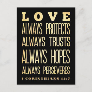Skriptuell bibel verse - Corinthians 13:7 Vykort
