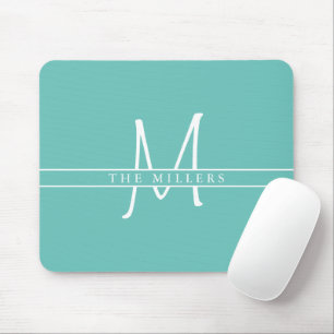 Skriptuppfärgat monogram, Personlig Teal Musmatta