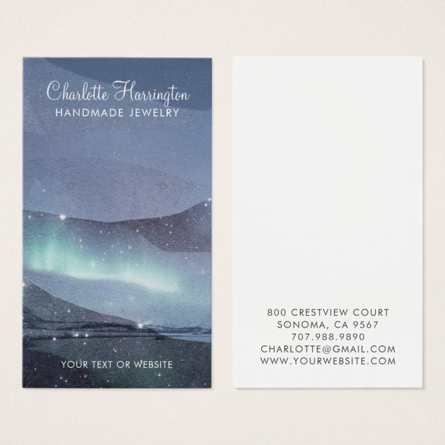 Skriptuppläsning av Blue Mountains Jewelry Visning Visitkort (Framsida & baksida)