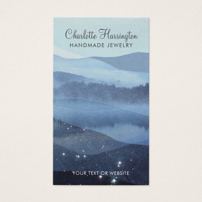 Skriptupplur Blå bergsjuvelerkort Visning Visitkort (Framsidan)