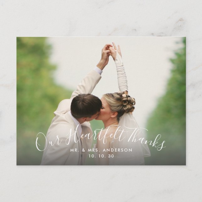 Skriptupptack 2 Photo Bröllop Tack Vykort (Framsida)