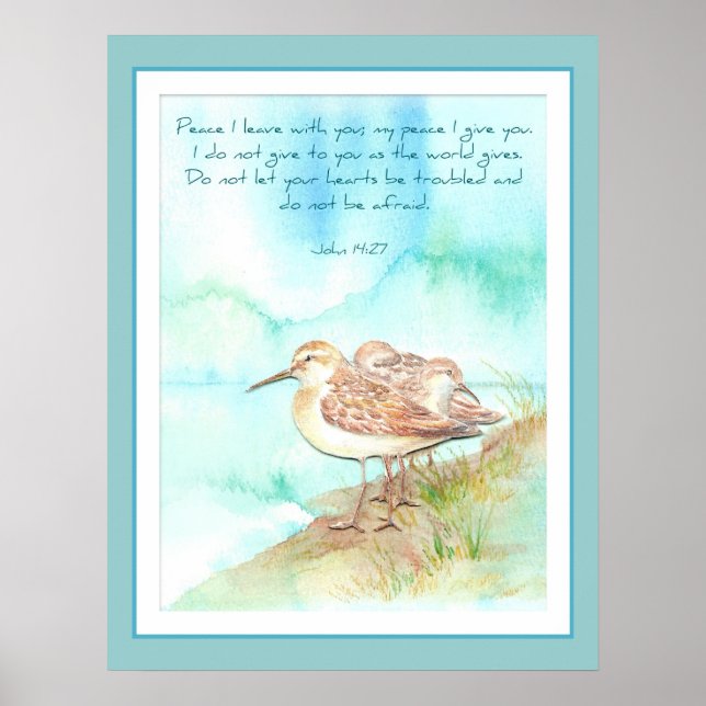 Skriptur, inspiration, fred, John 14:27 Beach Poster (Framsidan)