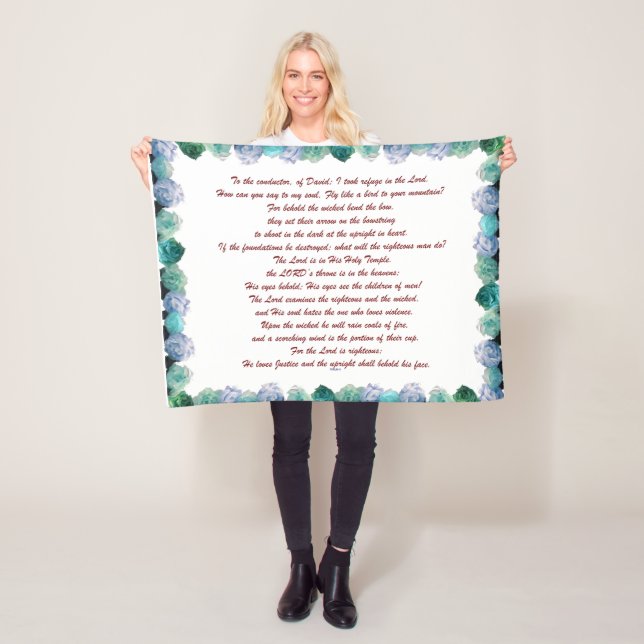 Skriptur, Psalm 11, Bible Verse, Fleece Blanket (På plats)