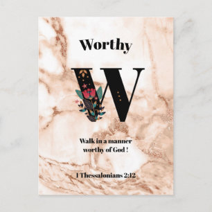 Skripturen Coral Marble W Monogram Personlig Vykort