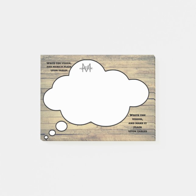 Skripturen Rustic Tal Bubble Monogram Post-it Block (Framsida)
