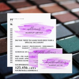 Skriptvattenfärgad Lila Brushstroke Makeup Artist Reklamblad