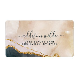 Skriptvattensfärgning Rosa Black Guld Marble Shipp Fraktsedel