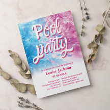 Skriptvirvel vid coola bassäng party rosa Sweet 16