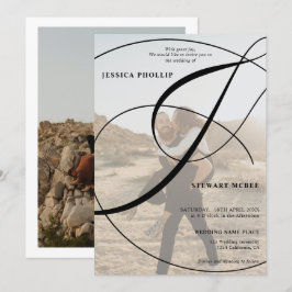 Skriptvit 2-fotokalligrafi bröllop inbjudningar