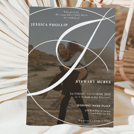 Skriptvit 2-fotokalligrafi bröllop inbjudningar