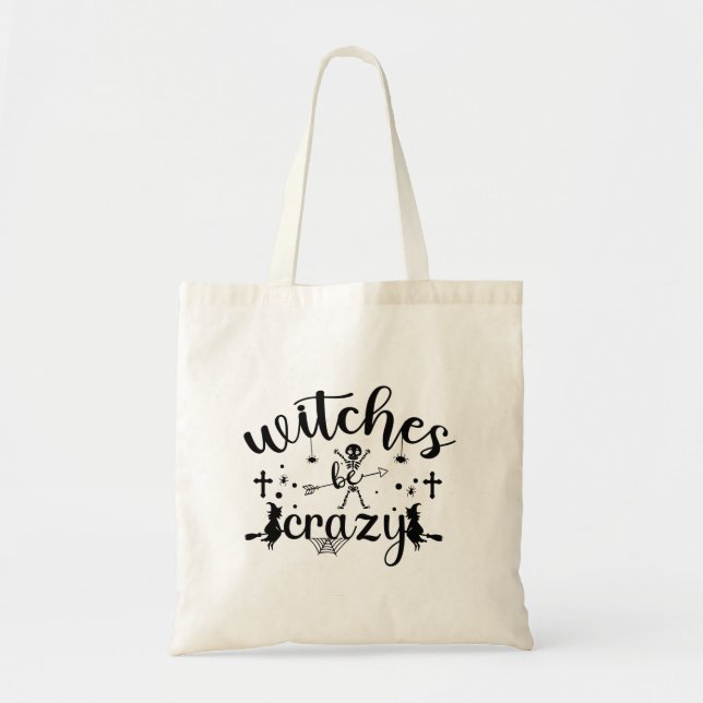 Skriptweitches Crazy Skeleton Candy Tote Bag Tygkasse (Framsidan)