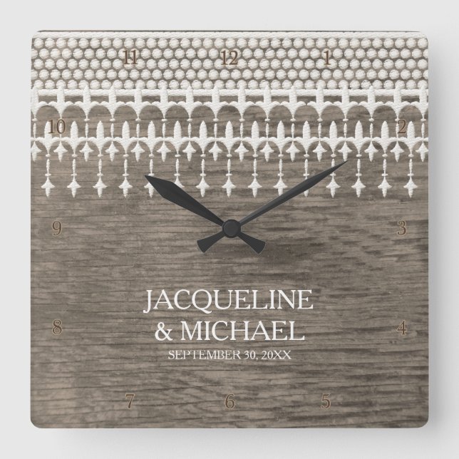 Skriptypografi för Snöre-stängslet för Rustic Vint Fyrkantig Klocka (Framsida)