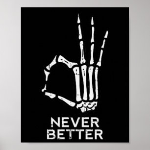 Skriv aldrig Skeleton Hand Roligt Halloween M Poster