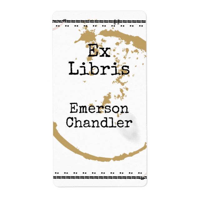 Skriv Art Coffestain Grunge Editable Bookplåt Fraktsedel (Framsidan)