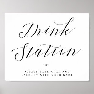 Skriv Bröllop-tecken för Drink Chic Calligraphy St Poster