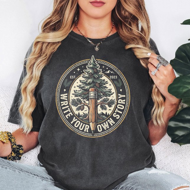 Skriv Din Egen Historia Pennträdsemblem T Shirt (Skapare uppladdad)