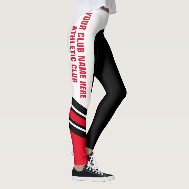 "Skriv din kända" svart/vit/röda damasker Leggings (Höger)