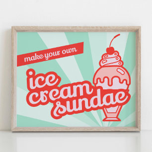 Skriv ditt eget Ice Cream Sundae Pub Tabletop-teck Poster