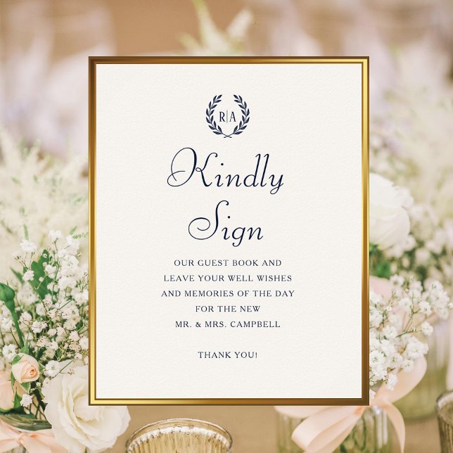 Skriv gärna under marinkräm i Monogram Bröllop Gue Poster (Skapare uppladdad)